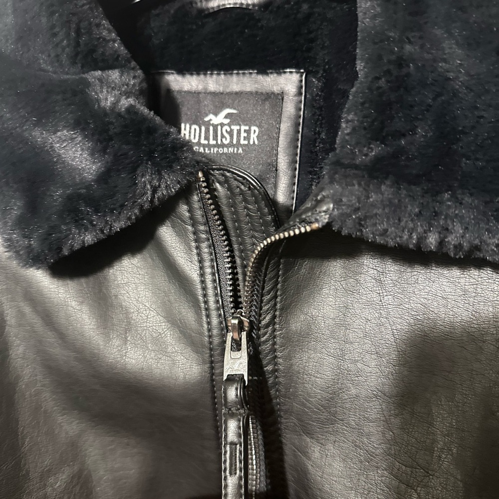 Hollister Black Jacket with Faux Fur Collar
